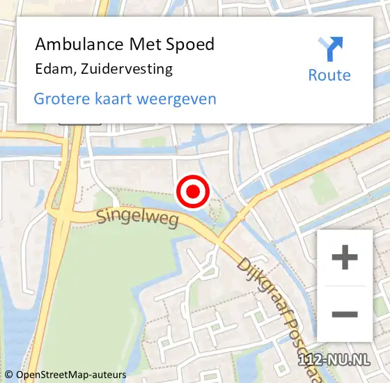 Locatie op kaart van de 112 melding: Ambulance Met Spoed Naar Edam, Zuidervesting op 12 oktober 2024 16:29