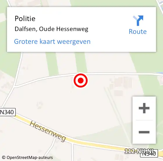 Locatie op kaart van de 112 melding: Politie Dalfsen, Oude Hessenweg op 12 oktober 2024 16:36