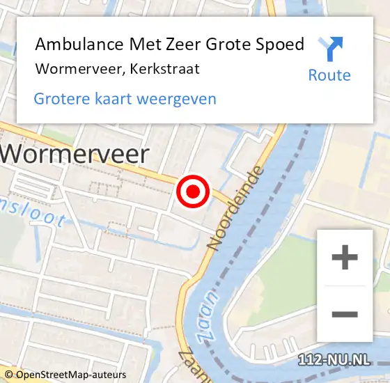 Locatie op kaart van de 112 melding: Ambulance Met Zeer Grote Spoed Naar Wormerveer, Kerkstraat op 12 oktober 2024 16:38