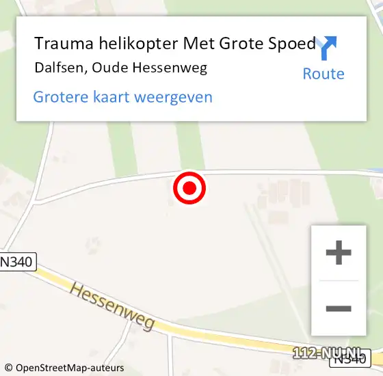 Locatie op kaart van de 112 melding: Trauma helikopter Met Grote Spoed Naar Dalfsen, Oude Hessenweg op 12 oktober 2024 16:42