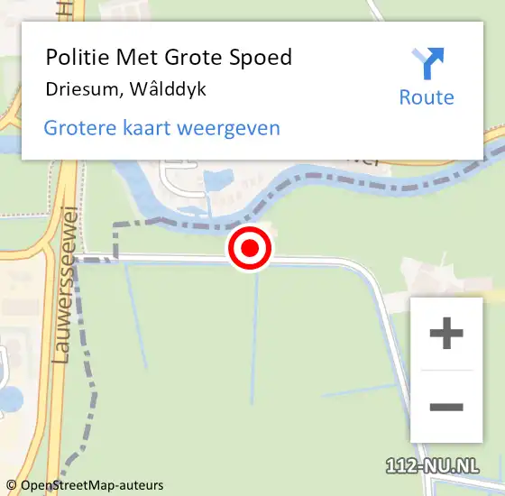 Locatie op kaart van de 112 melding: Politie Met Grote Spoed Naar Driesum, Wâlddyk op 12 oktober 2024 16:47