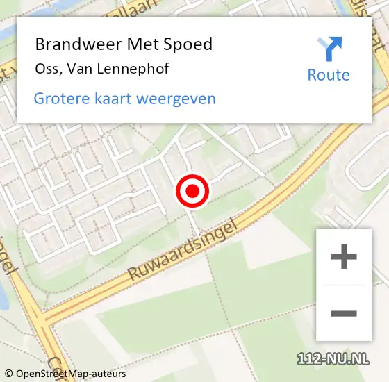 Locatie op kaart van de 112 melding: Brandweer Met Spoed Naar Oss, Van Lennephof op 12 oktober 2024 16:48