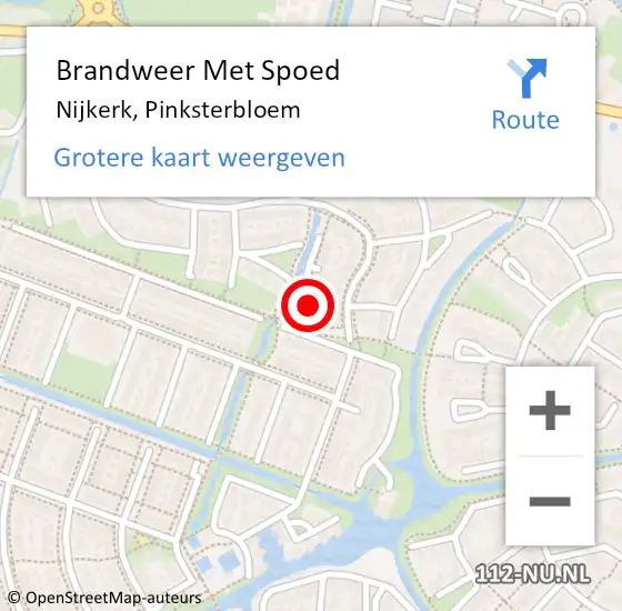 Locatie op kaart van de 112 melding: Brandweer Met Spoed Naar Nijkerk, Pinksterbloem op 12 oktober 2024 16:56