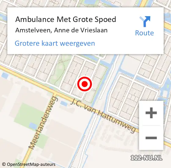 Locatie op kaart van de 112 melding: Ambulance Met Grote Spoed Naar Amstelveen, Anne de Vrieslaan op 12 oktober 2024 17:04