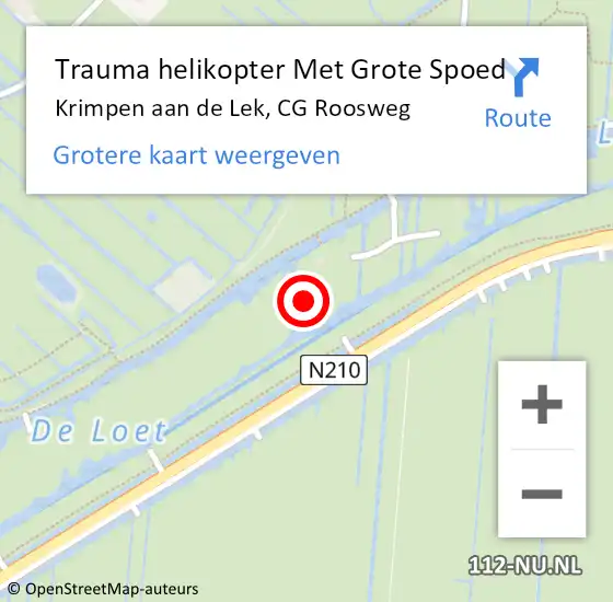 Locatie op kaart van de 112 melding: Trauma helikopter Met Grote Spoed Naar Krimpen aan de Lek, CG Roosweg op 12 oktober 2024 17:05