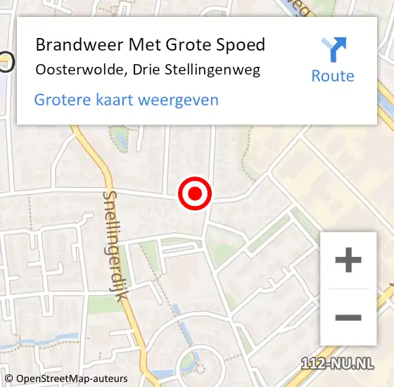 Locatie op kaart van de 112 melding: Brandweer Met Grote Spoed Naar Oosterwolde, Drie Stellingenweg op 12 oktober 2024 17:24