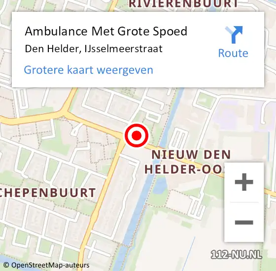 Locatie op kaart van de 112 melding: Ambulance Met Grote Spoed Naar Den Helder, IJsselmeerstraat op 12 oktober 2024 17:25