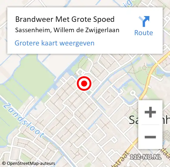 Locatie op kaart van de 112 melding: Brandweer Met Grote Spoed Naar Sassenheim, Willem de Zwijgerlaan op 12 oktober 2024 17:27