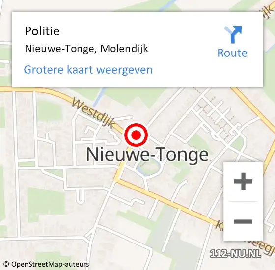 Locatie op kaart van de 112 melding: Politie Nieuwe-Tonge, Molendijk op 12 oktober 2024 17:37