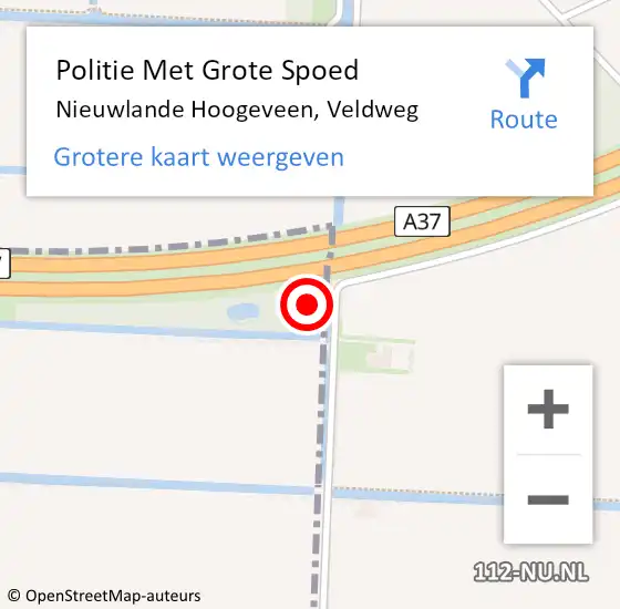 Locatie op kaart van de 112 melding: Politie Met Grote Spoed Naar Nieuwlande Hoogeveen, Veldweg op 12 oktober 2024 17:41