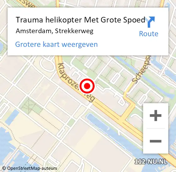 Locatie op kaart van de 112 melding: Trauma helikopter Met Grote Spoed Naar Amsterdam, Strekkerweg op 12 oktober 2024 17:57