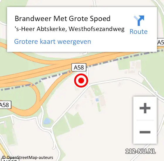 Locatie op kaart van de 112 melding: Brandweer Met Grote Spoed Naar 's-Heer Abtskerke, Westhofsezandweg op 23 oktober 2014 09:47