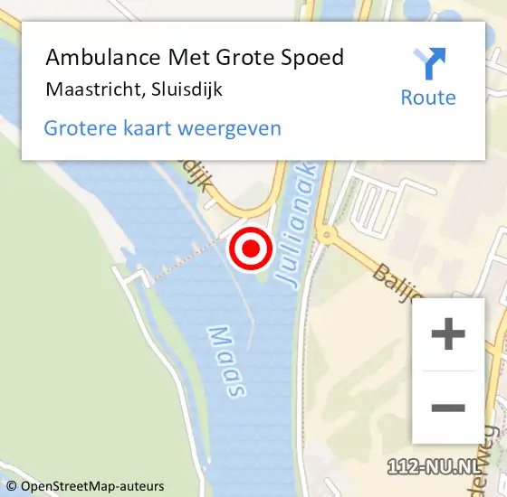 Locatie op kaart van de 112 melding: Ambulance Met Grote Spoed Naar Maastricht, Sluisdijk op 12 oktober 2024 18:25