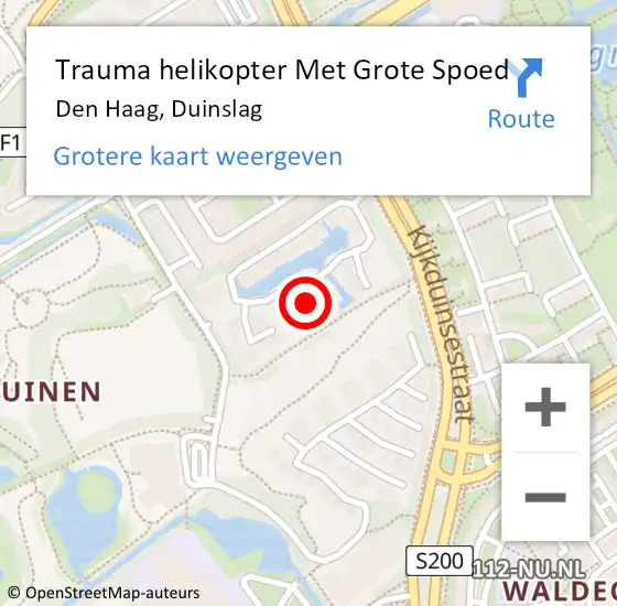 Locatie op kaart van de 112 melding: Trauma helikopter Met Grote Spoed Naar Den Haag, Duinslag op 12 oktober 2024 18:34