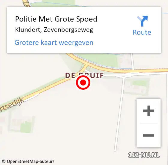 Locatie op kaart van de 112 melding: Politie Met Grote Spoed Naar Klundert, Zevenbergseweg op 12 oktober 2024 18:53