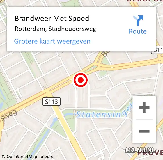 Locatie op kaart van de 112 melding: Brandweer Met Spoed Naar Rotterdam, Stadhoudersweg op 12 oktober 2024 18:58