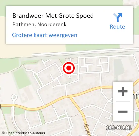 Locatie op kaart van de 112 melding: Brandweer Met Grote Spoed Naar Bathmen, Noorderenk op 12 oktober 2024 19:08