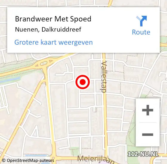 Locatie op kaart van de 112 melding: Brandweer Met Spoed Naar Nuenen, Dalkruiddreef op 12 oktober 2024 19:13