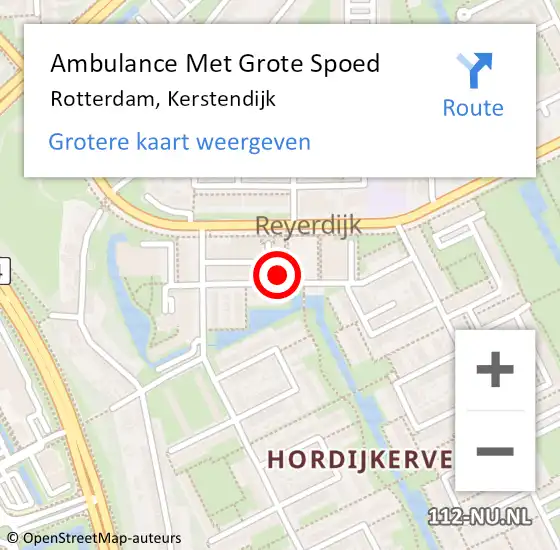 Locatie op kaart van de 112 melding: Ambulance Met Grote Spoed Naar Rotterdam, Kerstendijk op 12 oktober 2024 19:58