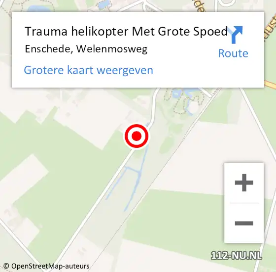 Locatie op kaart van de 112 melding: Trauma helikopter Met Grote Spoed Naar Enschede, Welenmosweg op 12 oktober 2024 20:01