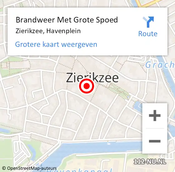 Locatie op kaart van de 112 melding: Brandweer Met Grote Spoed Naar Zierikzee, Havenplein op 12 oktober 2024 20:04