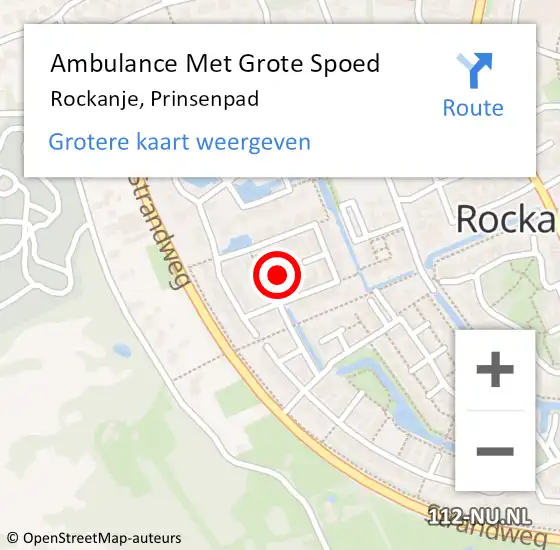 Locatie op kaart van de 112 melding: Ambulance Met Grote Spoed Naar Rockanje, Prinsenpad op 12 oktober 2024 20:05