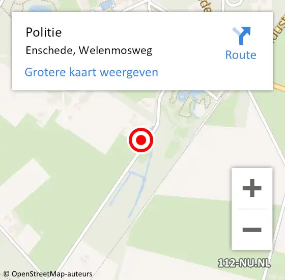 Locatie op kaart van de 112 melding: Politie Enschede, Welenmosweg op 12 oktober 2024 20:07