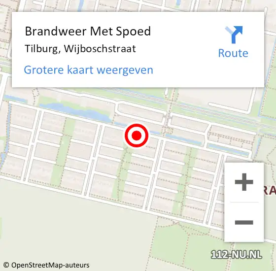 Locatie op kaart van de 112 melding: Brandweer Met Spoed Naar Tilburg, Wijboschstraat op 12 oktober 2024 20:28