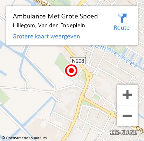 Locatie op kaart van de 112 melding: Ambulance Met Grote Spoed Naar Hillegom, Van den Endeplein op 12 oktober 2024 20:43