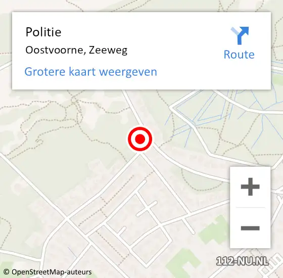 Locatie op kaart van de 112 melding: Politie Oostvoorne, Zeeweg op 12 oktober 2024 20:59