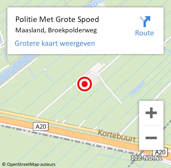 Locatie op kaart van de 112 melding: Politie Met Grote Spoed Naar Maasland, Broekpolderweg op 12 oktober 2024 21:28