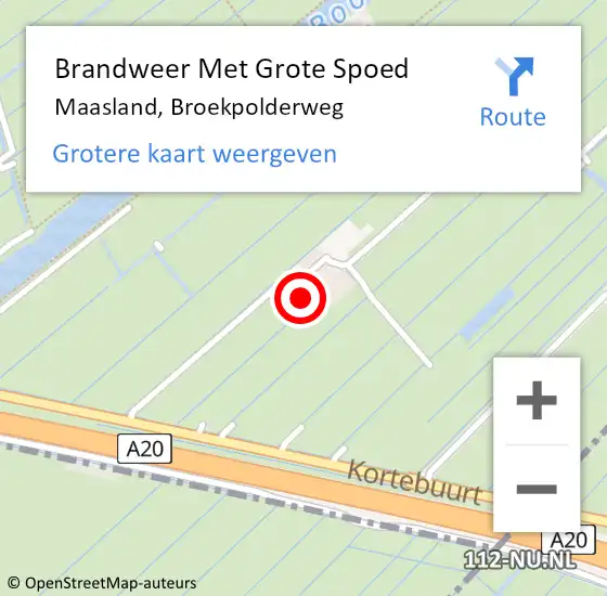 Locatie op kaart van de 112 melding: Brandweer Met Grote Spoed Naar Maasland, Broekpolderweg op 12 oktober 2024 21:29