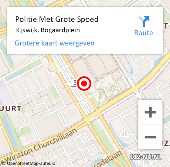 Locatie op kaart van de 112 melding: Politie Met Grote Spoed Naar Rijswijk, Bogaardplein op 12 oktober 2024 22:01