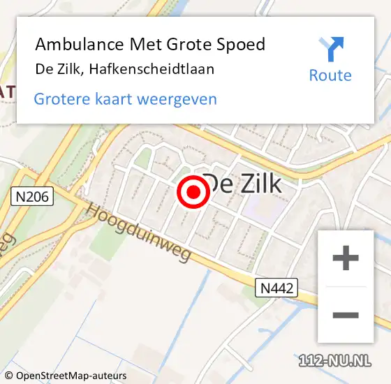 Locatie op kaart van de 112 melding: Ambulance Met Grote Spoed Naar De Zilk, Hafkenscheidtlaan op 23 oktober 2014 10:04