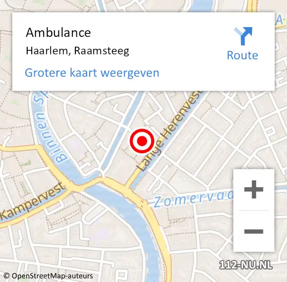 Locatie op kaart van de 112 melding: Ambulance Haarlem, Raamsteeg op 12 oktober 2024 22:18