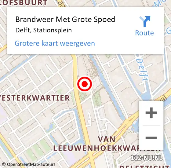 Locatie op kaart van de 112 melding: Brandweer Met Grote Spoed Naar Delft, Stationsplein op 12 oktober 2024 22:35