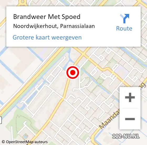 Locatie op kaart van de 112 melding: Brandweer Met Spoed Naar Noordwijkerhout, Parnassialaan op 12 oktober 2024 22:52