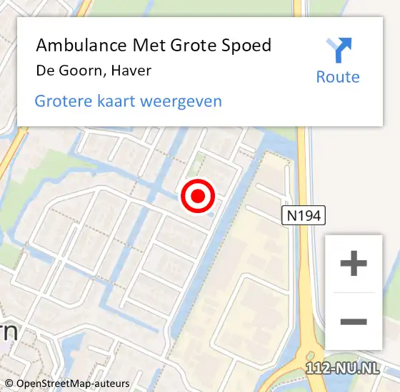 Locatie op kaart van de 112 melding: Ambulance Met Grote Spoed Naar De Goorn, Haver op 12 oktober 2024 23:00