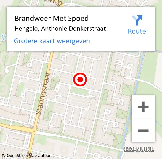 Locatie op kaart van de 112 melding: Brandweer Met Spoed Naar Hengelo, Anthonie Donkerstraat op 23 oktober 2014 10:08