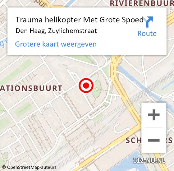 Locatie op kaart van de 112 melding: Trauma helikopter Met Grote Spoed Naar Den Haag, Zuylichemstraat op 12 oktober 2024 23:11