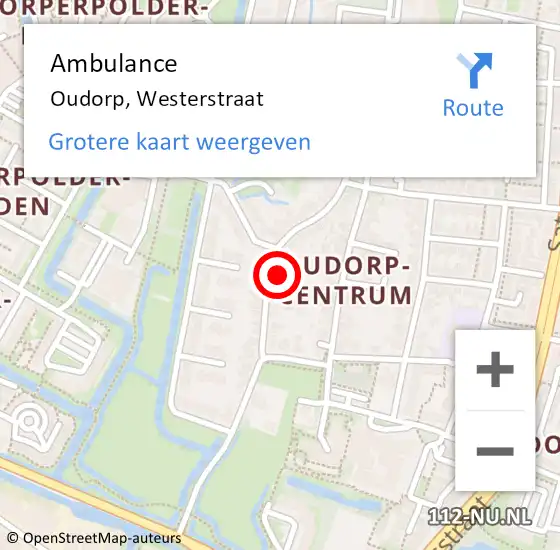 Locatie op kaart van de 112 melding: Ambulance Oudorp, Westerstraat op 12 oktober 2024 23:13