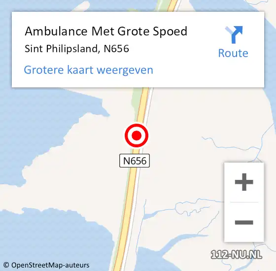 Locatie op kaart van de 112 melding: Ambulance Met Grote Spoed Naar Sint Philipsland, N656 op 18 oktober 2013 13:57