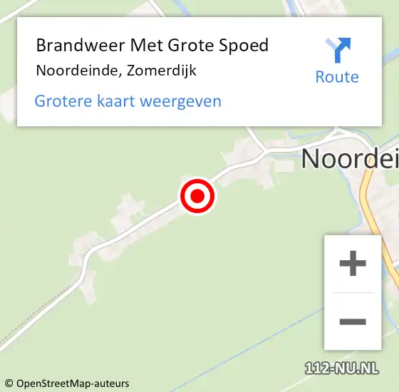 Locatie op kaart van de 112 melding: Brandweer Met Grote Spoed Naar Noordeinde, Zomerdijk op 12 oktober 2024 23:23