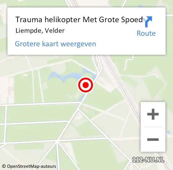 Locatie op kaart van de 112 melding: Trauma helikopter Met Grote Spoed Naar Liempde, Velder op 12 oktober 2024 23:38