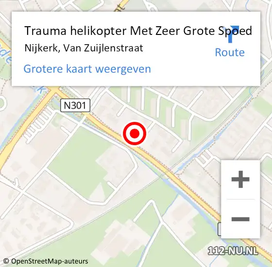 Locatie op kaart van de 112 melding: Trauma helikopter Met Zeer Grote Spoed Naar Nijkerk, Van Zuijlenstraat op 12 oktober 2024 23:46