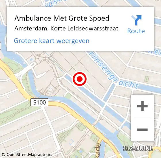 Locatie op kaart van de 112 melding: Ambulance Met Grote Spoed Naar Amsterdam, Korte Leidsedwarsstraat op 12 oktober 2024 23:50