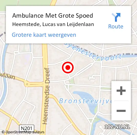 Locatie op kaart van de 112 melding: Ambulance Met Grote Spoed Naar Heemstede, Lucas van Leijdenlaan op 13 oktober 2024 00:13