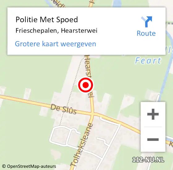 Locatie op kaart van de 112 melding: Politie Met Spoed Naar Frieschepalen, Hearsterwei op 13 oktober 2024 00:20