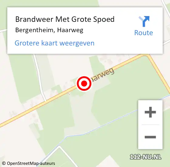 Locatie op kaart van de 112 melding: Brandweer Met Grote Spoed Naar Bergentheim, Haarweg op 13 oktober 2024 00:26