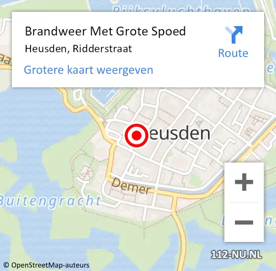 Locatie op kaart van de 112 melding: Brandweer Met Grote Spoed Naar Heusden, Ridderstraat op 13 oktober 2024 00:35